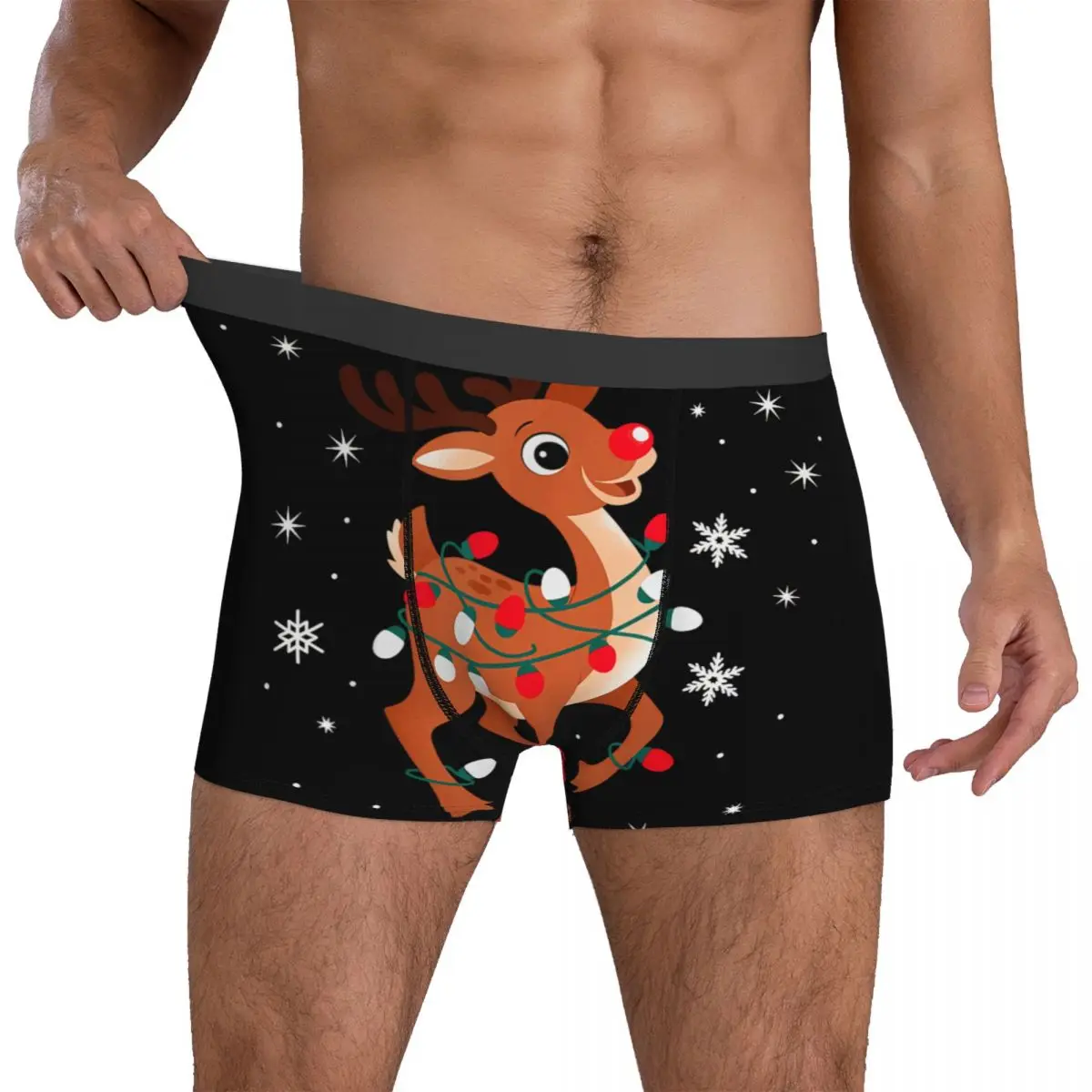 

Rudolph The Red Nose Reindeer Boxer Shorts Pouch Underwear Hot Sale Printing Shorts Briefs Soft Trend Men Underpants Plus Size