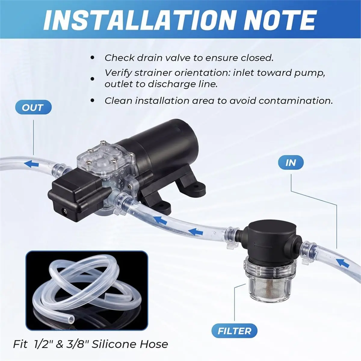 Home Tool 4 Pieces Water Pump Strainer 3/8 ID Hose Barb, Mesh Filter Screen Inline Twist-on Plumbing Strainer 12v Dc