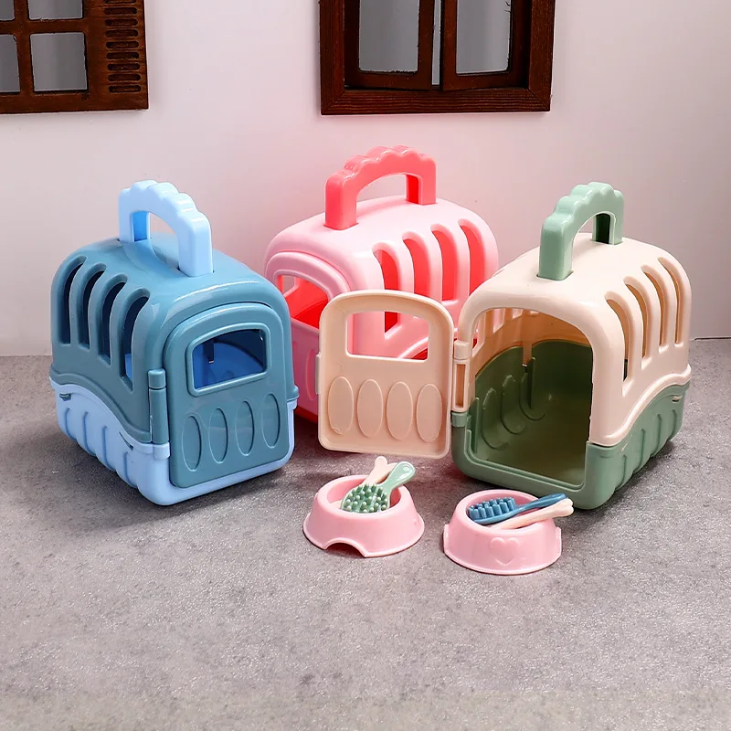 1set Mini dog cage play house pet store puppy dog kitten feeding model scale dollhouse doll accessories home decor Decoration