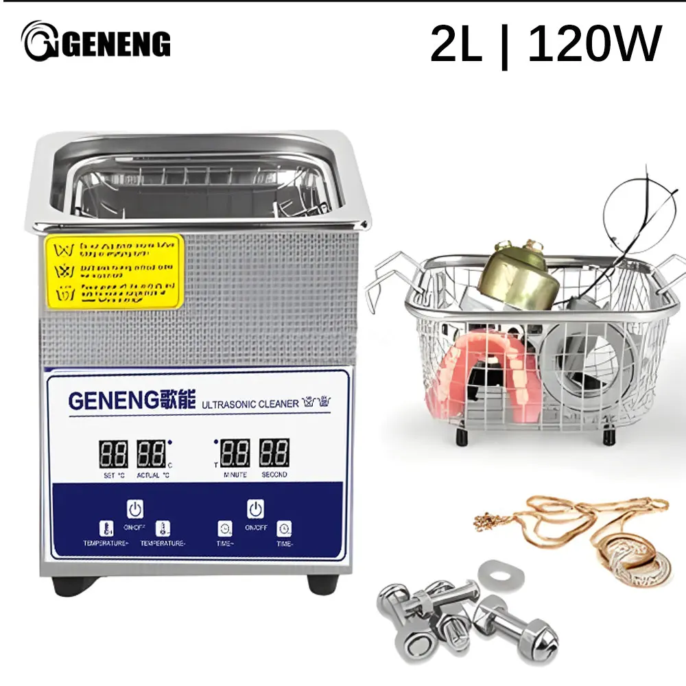 2L Ultrasonic Bath 120W Digital Timer Ultrasonic Cleaner Bath Sonicator Jewelry Coins Manicure Tools Degas