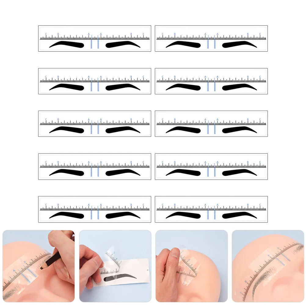 

10Pcs Eyebrow Stencil Plastic Measuring Ruler Fast Symmetrical Brow Shaping Tool Makeup Guide Eyebrow Drawing Template