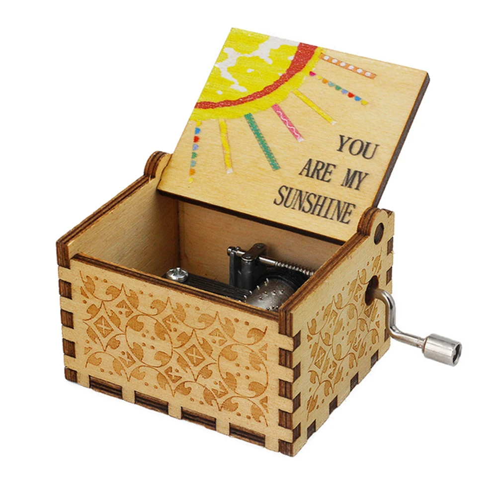 You Are My Sunshine Music Box, Color Printing Wooden Hand Crank Musical Box, Birthday Gift for Girlfriend, Children\'s Day Gift