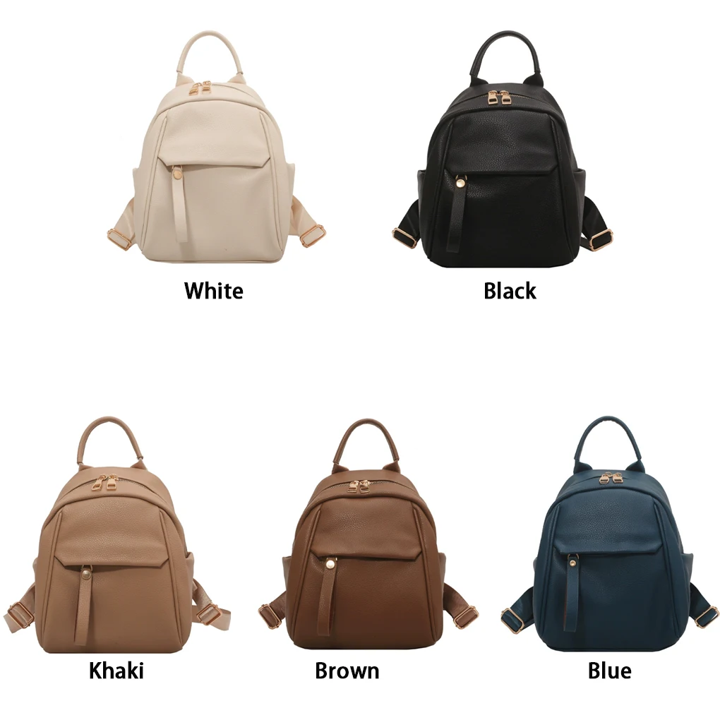 Women’s Mini Backpack Fashion Solid Color PU Leather Small Schoolbags for Girls Outdoor Travel Item Sorage Backpacks Ladies Bags