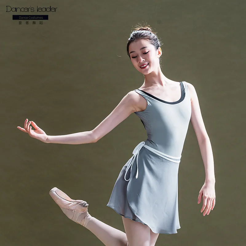 Ballet Leotard for Women\'s Exercise Suit Sling Drop Shoulder Stitching Gymnastics Costume Ballerina Stage Performance Costume