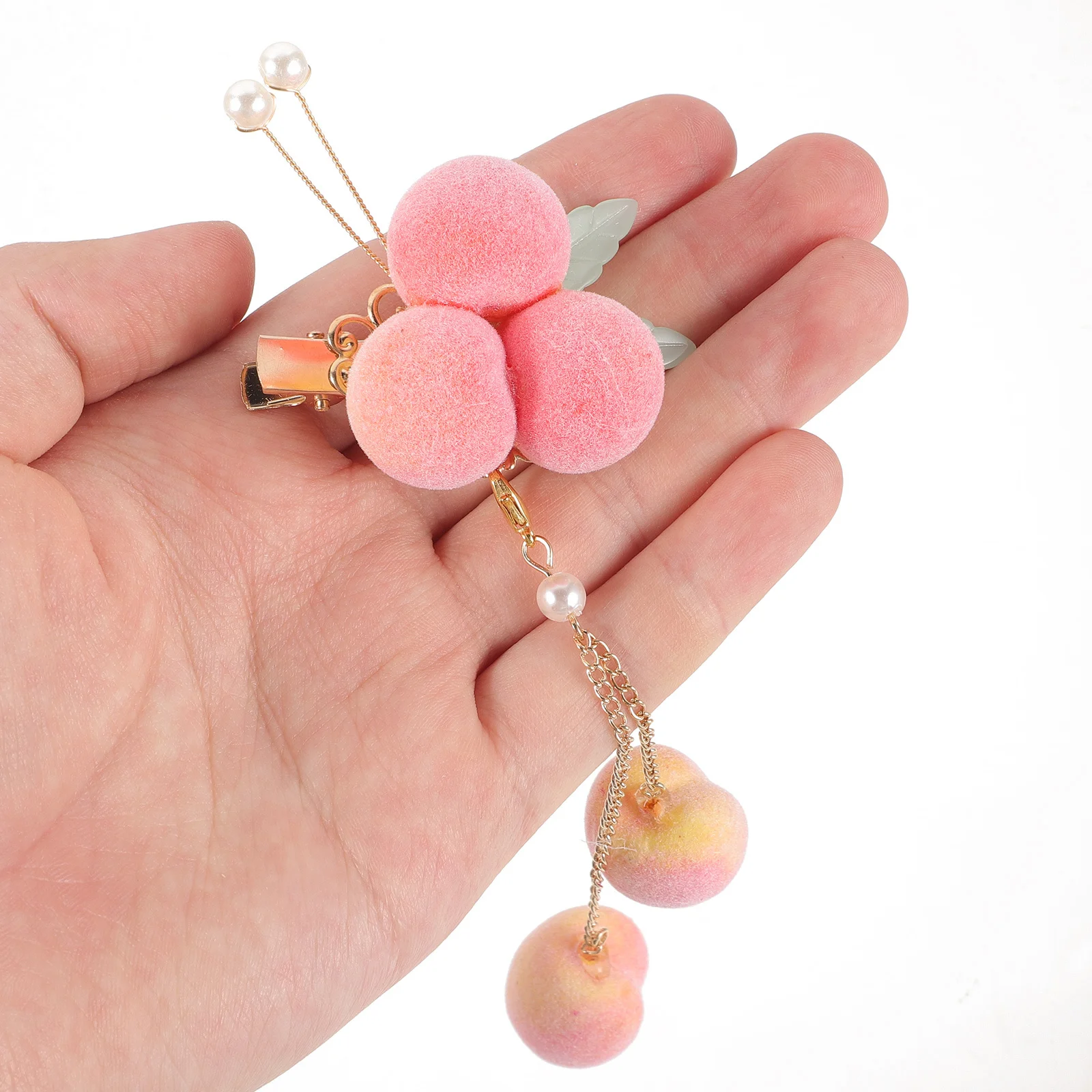 

2Pcs Peach Tassel Hair Clips Long Hairpin Cute Hair Accessories for Teens Women Wedding Banquet Photos Peach Clips for Girls