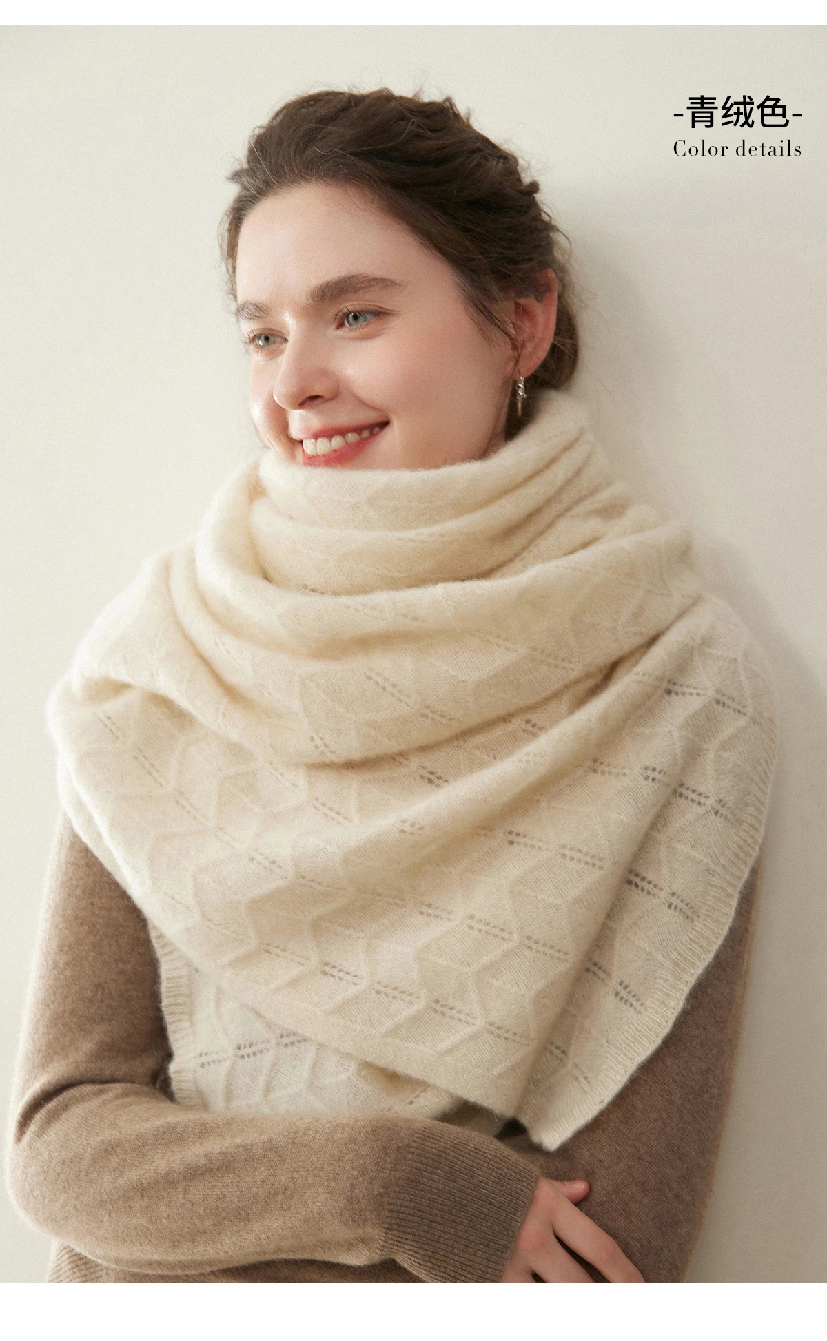 

KOIJINSKY New 100%Cashmere 180*50 Women in spring, autumn and winter, soft warm needle knitted scarf