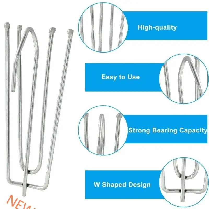 60Pcs Stainless Steel Curtain Pleat Hooks Traverses Pleater 4End Curtain Hangers