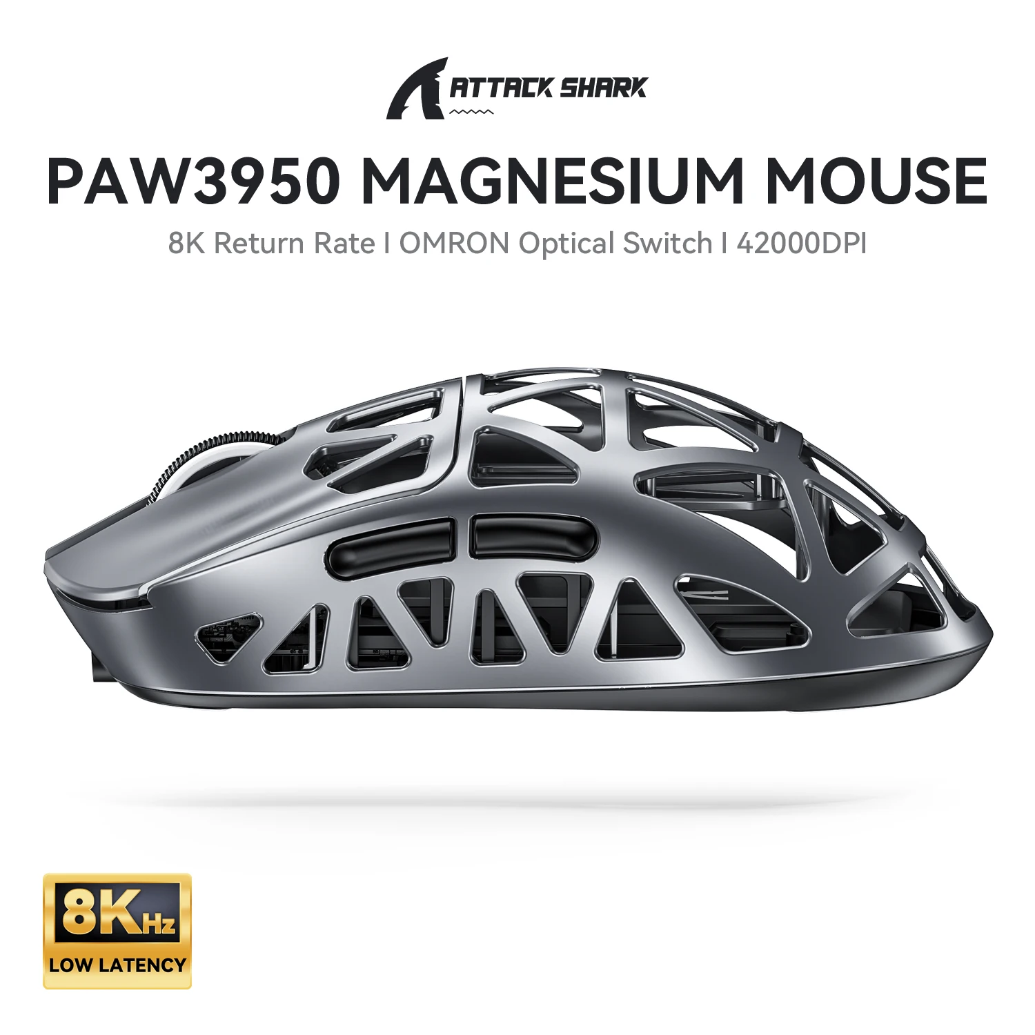 

ATTACK SHARK R2 Tri-Mode Mouse, Ultra-Light Magnesium Alloy,PAW3950 42000 DPI Optical Sensor, 8000Hz Polling Rate
