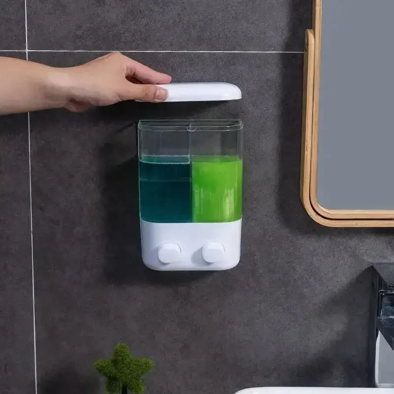 موزع صابون مثبت على الحائط مصنوع من مادة ABS، سعة 500/1000 مل، مناسب لزجاجة الشامبو المستخدمة سائل الحمام