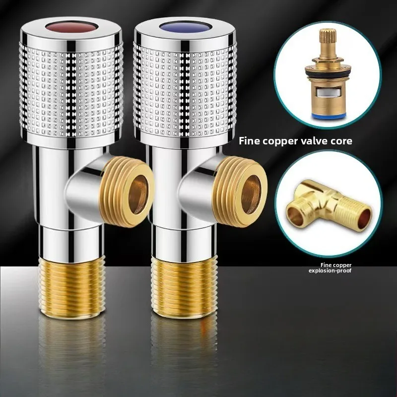 Full Brass Angle Valve, Stop Valve, Universal Shut-Off Valve for Bathroom, Toilet, Washing Machine, G1/2 Inlet