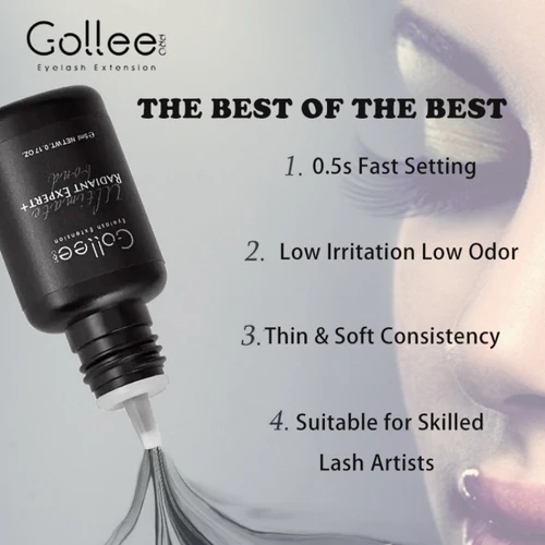 Gollee-pegamento para extensión de pestañas 0,5 s, adhesivo profesional para pestañas de secado rápido, suministros de pestañas impermeables para pegamento de pestañas de salón