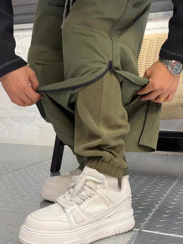 

Модные водонепроницаемые рабочие брюки для активного отдыха, мужские зимние новые двухслойные брюки прямого кроя, повседневные брюки свободного кроя для молодежи