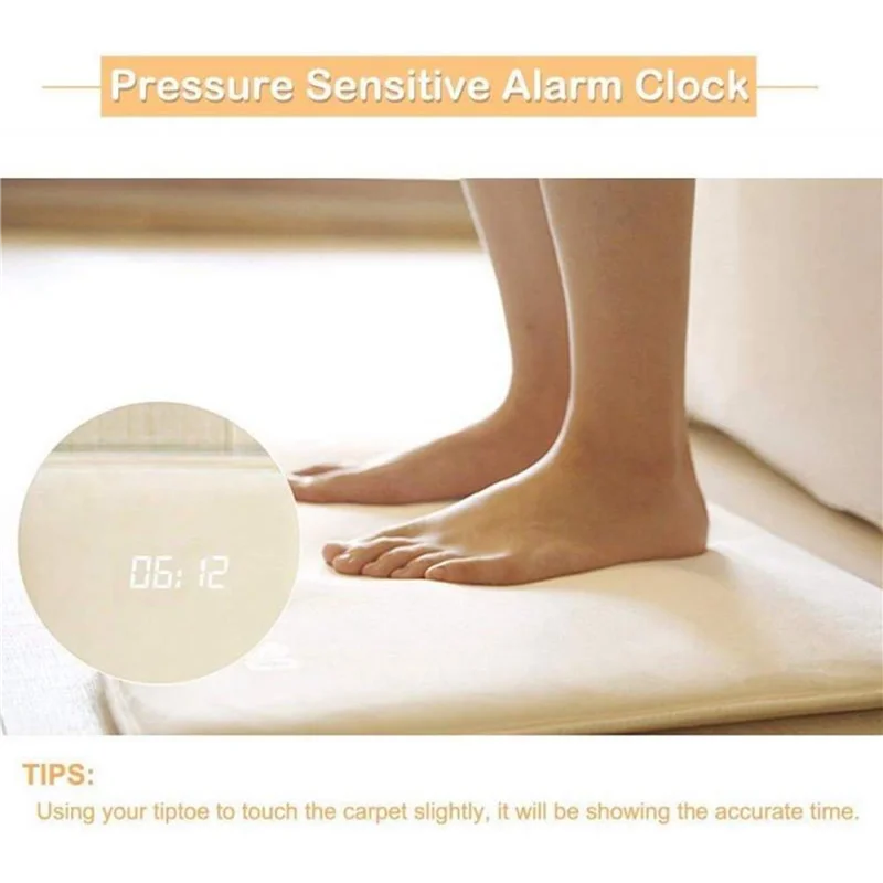 B50B-2X Wekkerstandaard op drukgevoelige batterij Slimme wekkermat Vloerkleed LED-tijd