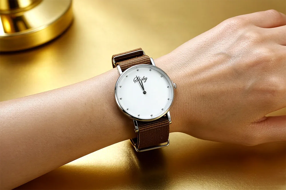 Large Face Black Case Watch Army Green Nylon Strap Minimalist Quartz Wristwatch Simple Casual Ladies Gift Unisex Student Watch