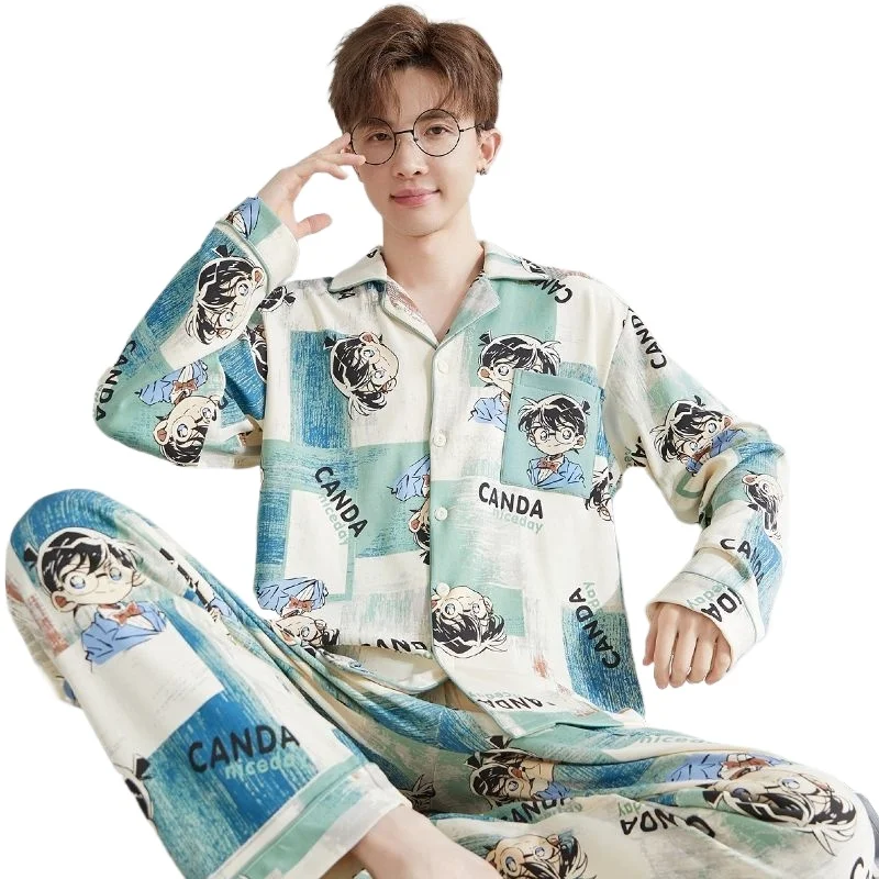 

Хлопковая пижама с мультяшной анимацией, комплект домашней одежды кардигана с длинными рукавами для мальчиков