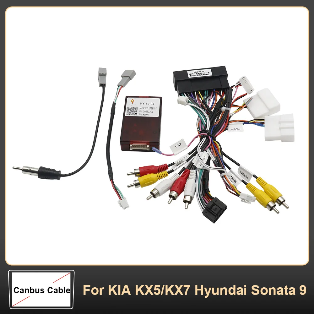 Car 16pin Audio Wiring Harness Amplifier For KIA KX5/KX7 Hyundai Sonata 9 Stereo Installation Wire Adap