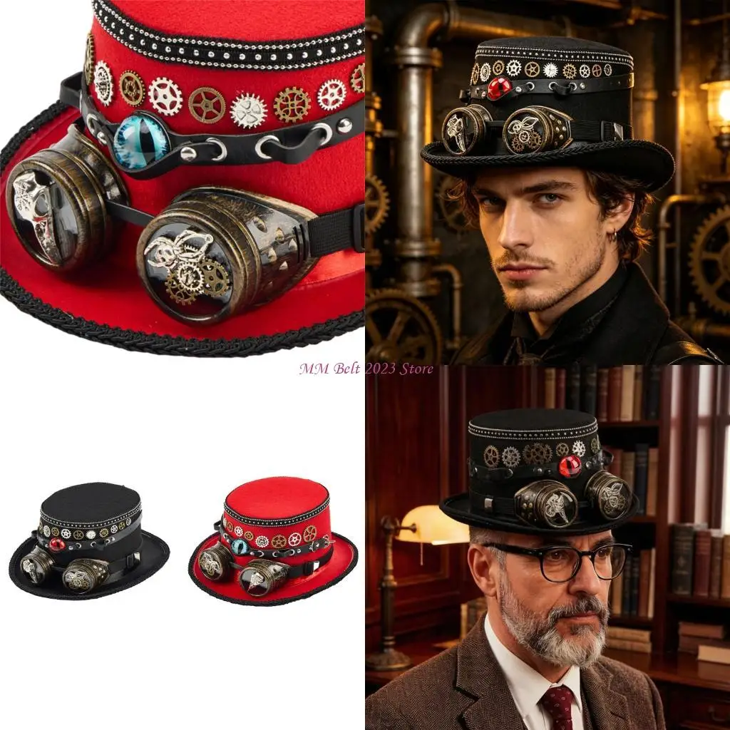 49ME Gothic Gear Hat Coser Devil Eye Gear Hat Mechanical Design For Themed Parties Cosplay Photo Props