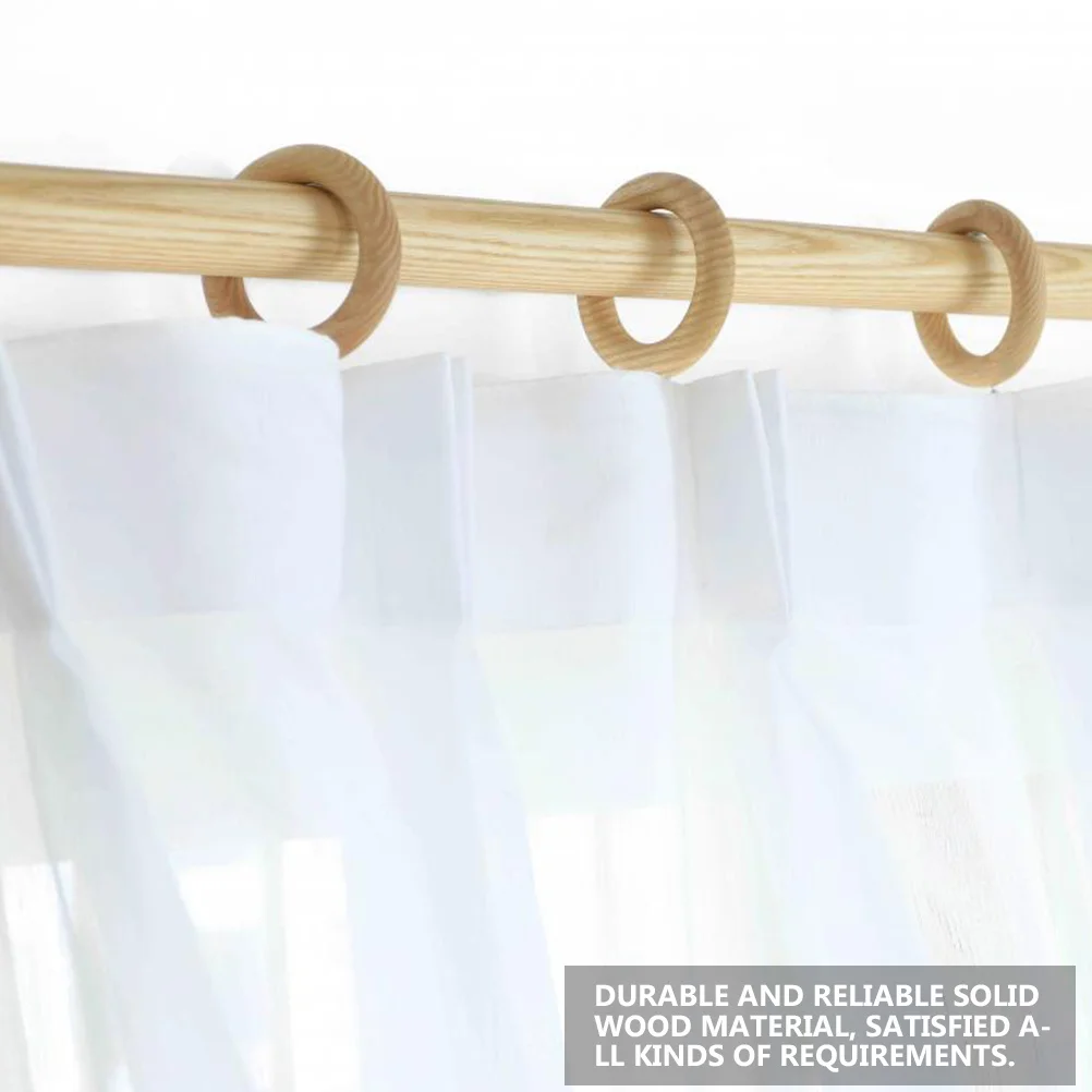 

5Pcs Wooden Curtain Rings Safe No Burrs Decorative Home Styling Round Shower Drapery Accessories Wooden Curtain Rings