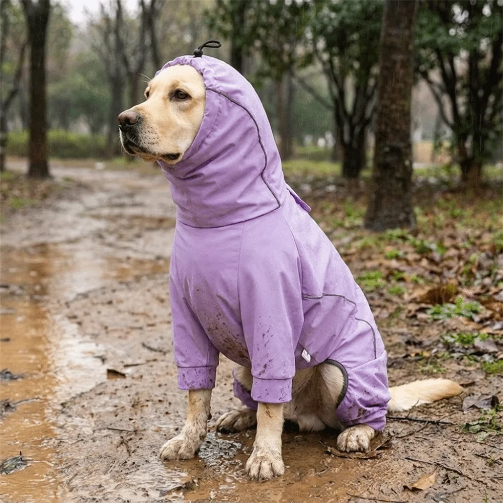 Waterproof Dog Hooded Raincoat Breathable Quick Dry Pet Waterproof Clothes Adjustable Hood Windproof Dog Rain Jacket Outdoor - view 5