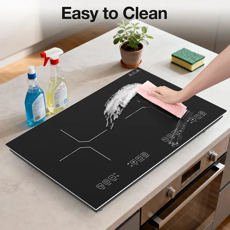 Double-Burner Induction Cooktop, Electric Adjustable-Temperature Stove, Induction Hot Plate, Countertop/Built-In Stove