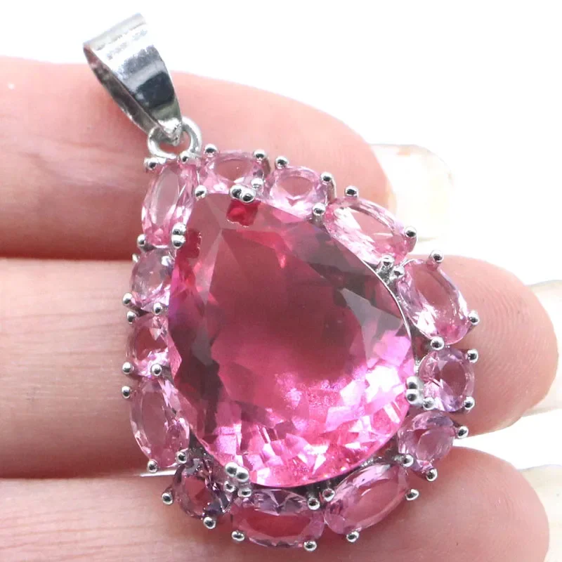 

6.3g Customized 925 SOLID STERLING SILVER PENDANT Colorful Rhodolite Garnet Peridot Kunzite Morganite Tsavorite Garnet Aquamari