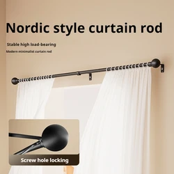 66-143INCH Heavy Duty Shower Curtain Rods for Windows Black Metal Curtain Rod Set with Brackets