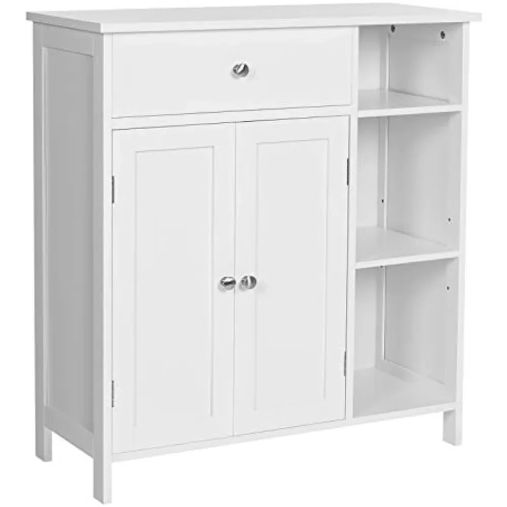 

Bathroom Floor, Freestanding Storage Cabinet with Drawer, 3 Open Compartments, Adjustable Shelves, 11.8 x 29.5 x 31.5 Inches