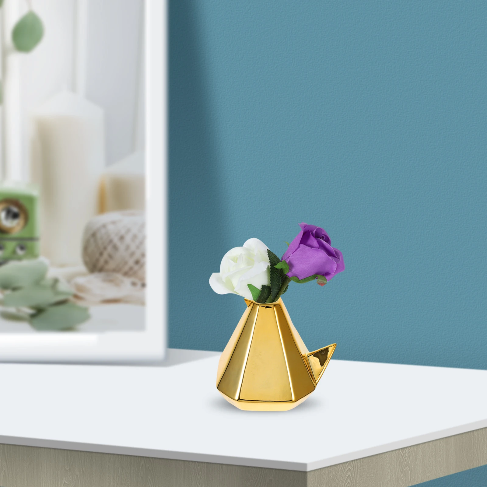 

Golden Bird Shaped Ceramic Vase Minimalist Modern Decor for Living Room Bedroom Desk Small Flower Arrangement Planter Home