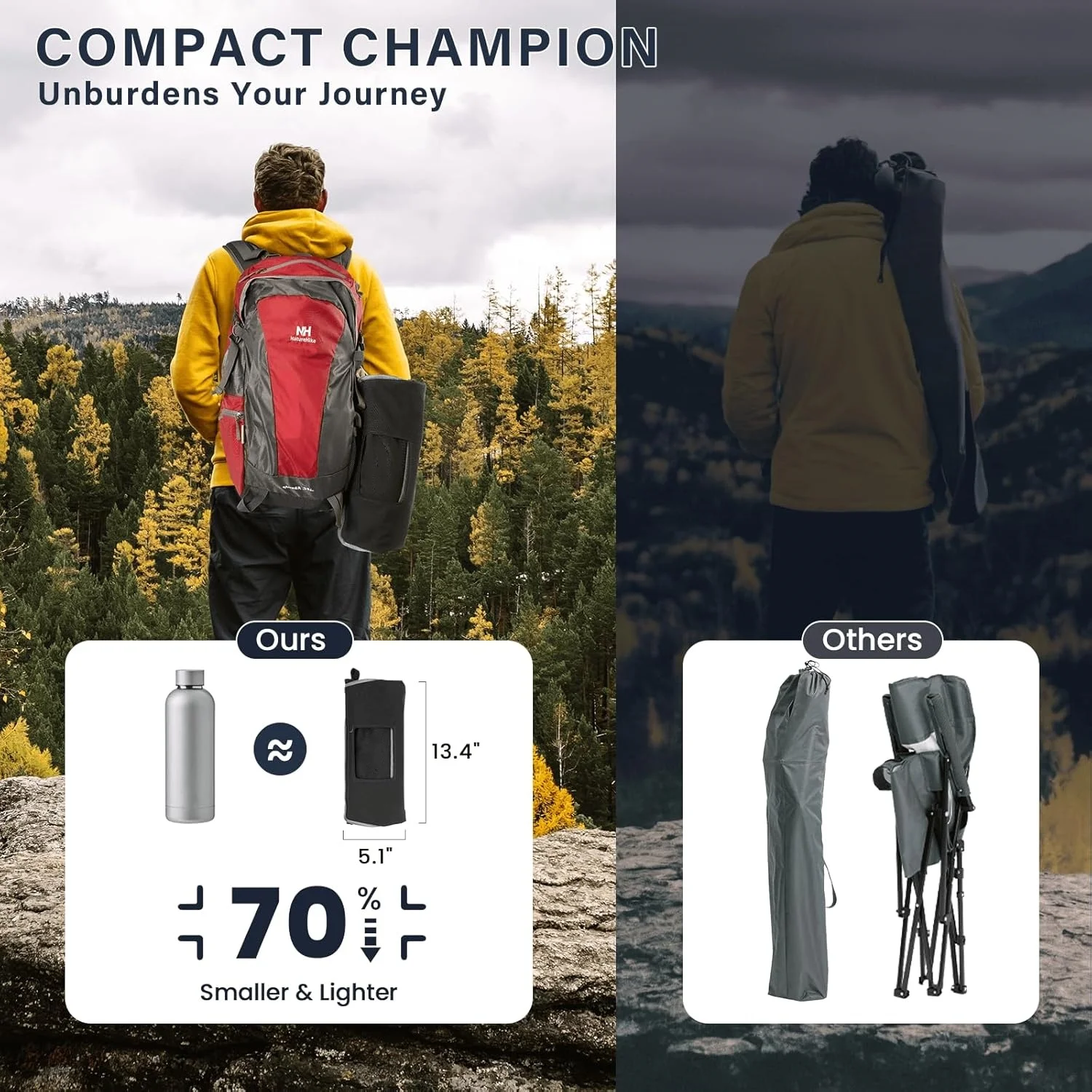 Lightweight Camping Chair,Camping Chair for Adults, Height Adjustable High-Back Folding Camping Chair view 4