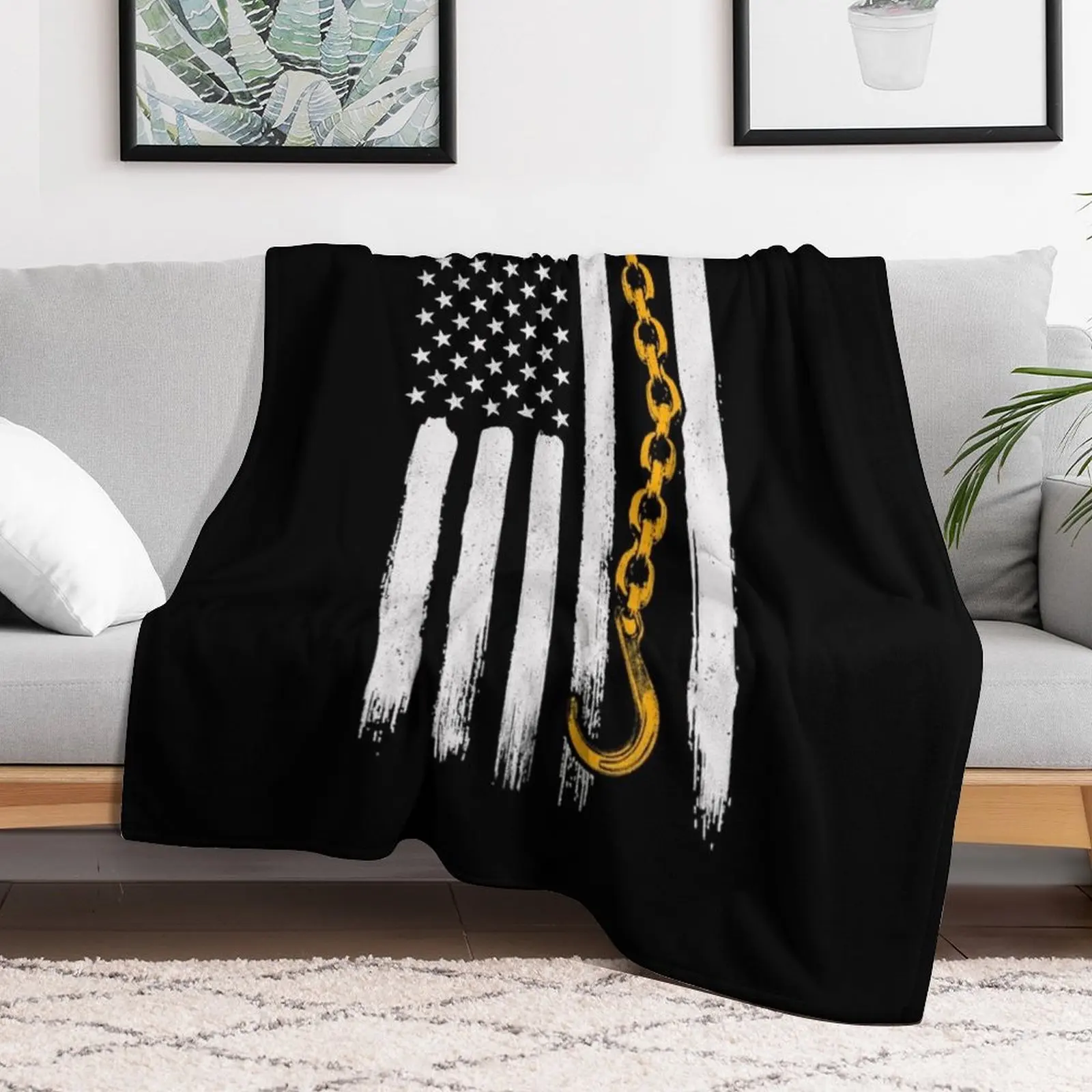 Patriotic Tow Truck Operator Throw Blanket for sofa Bed linens Blankets