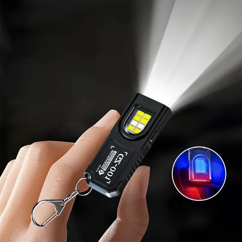 F5 Pocket Lamp Powerful Mini COB LED Keychain Flashlight USB Rechargeable Hanging Work Light Waterproof Keyring Camping Walking