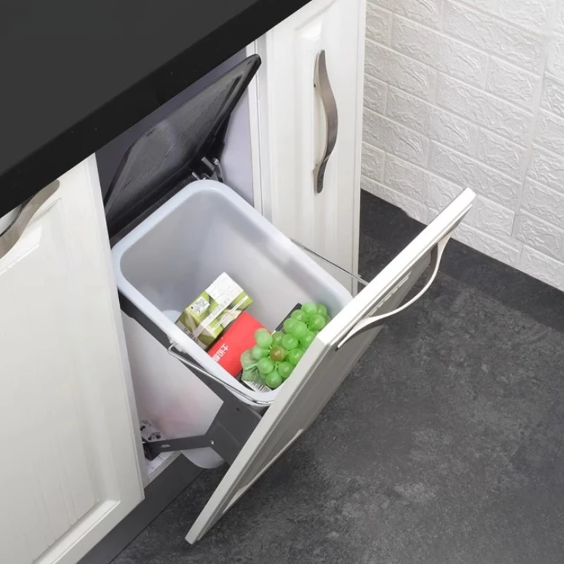 

Шкаф для мусора под креплением, наклонная скрытая система мусора, небольшой органайзер для мусора, встроенный кухонный контейнер с ручкой