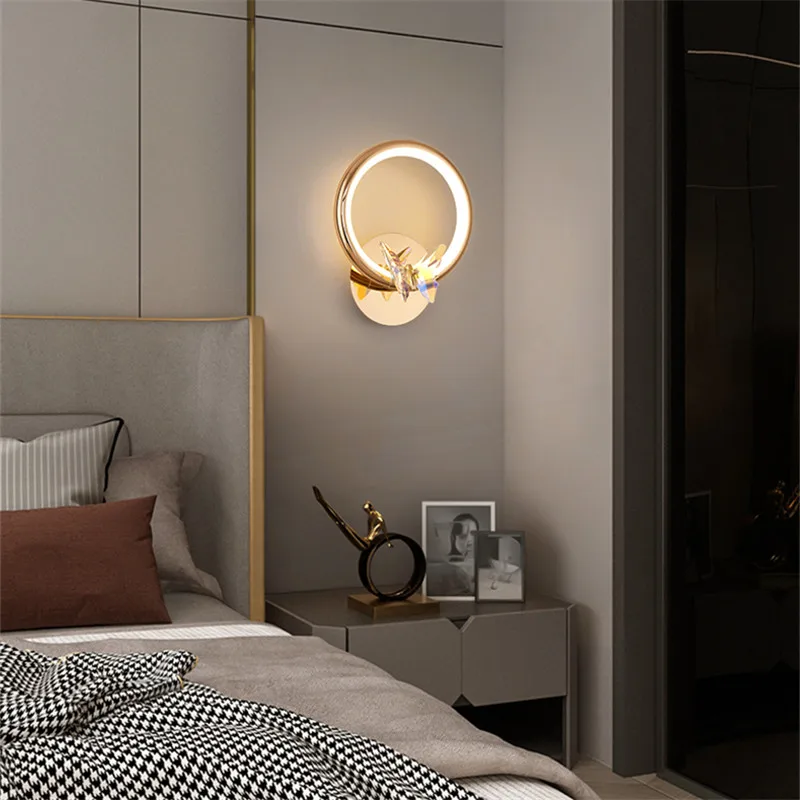 OUTELA  Nordic Wall Lamp Modern Butterfly Decor Sconce Light Luxury LED 3 Colors Creative Fixtures For Home Bedroom Study