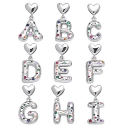 OCESRIO Crystal Heart 26 Letters Pendant for Necklaces Copper Gold Plated Initial Name Letter Jewelry Making Supplies pdtb622
