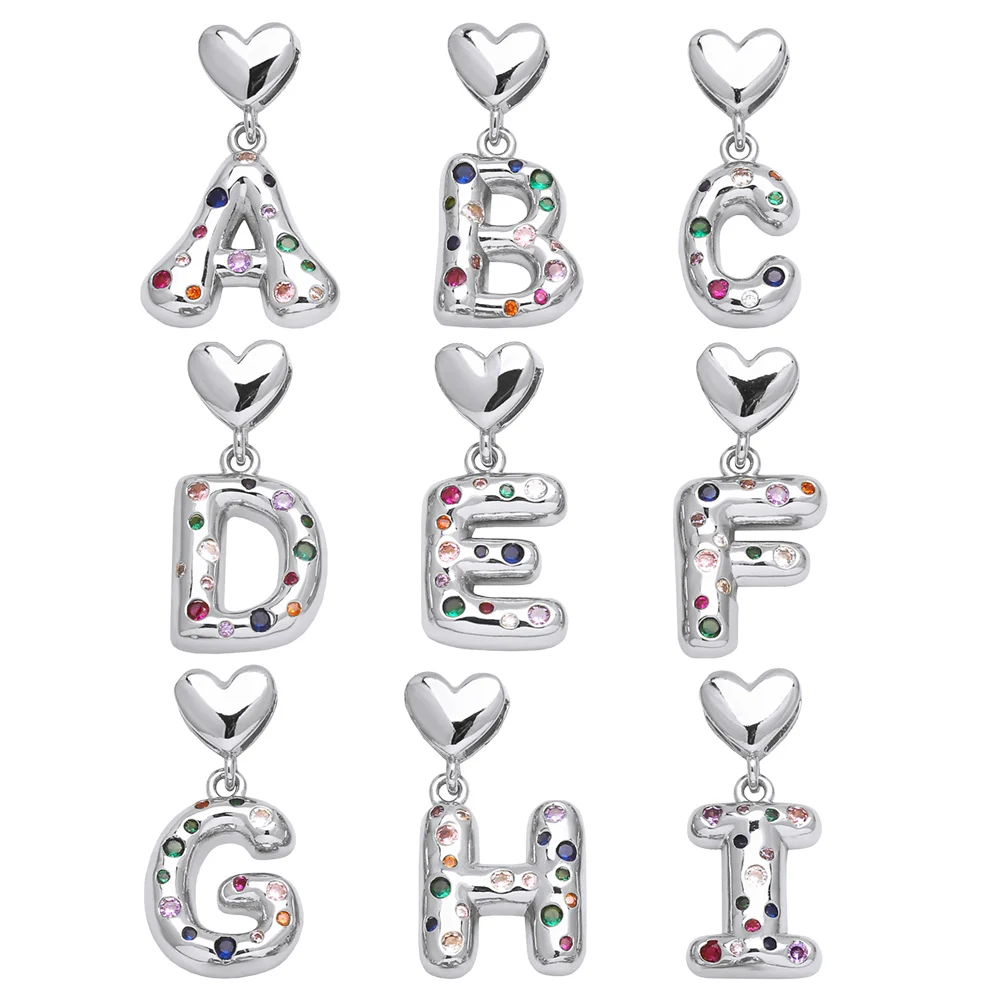 OCESRIO Crystal Heart 26 Letters Pendant For Necklaces Copper Gold Plated Initial Name Letter Jewelry Making Supplies Pdtb622