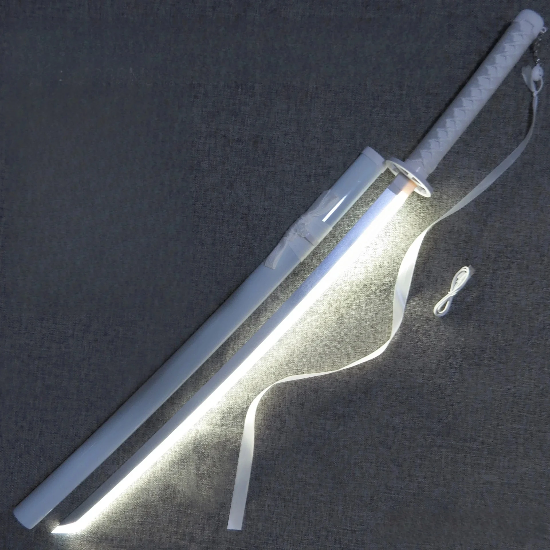 40 Zoll Rukia Weißes Katana Original Samurai-Säbel Bleach Anime-Schwert Cosplay-Requisite Originalgröße Japanisches Katana Ninja-Messer Deko-Geschenk