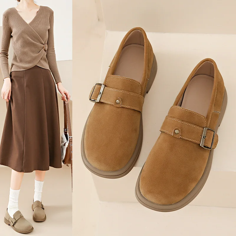 2024 nuova primavera autunno donna mocassini con tacco basso mocassini da donna in pelle scamosciata Comfort mocassini ortopedici Slip On scarpe Casual con plateau