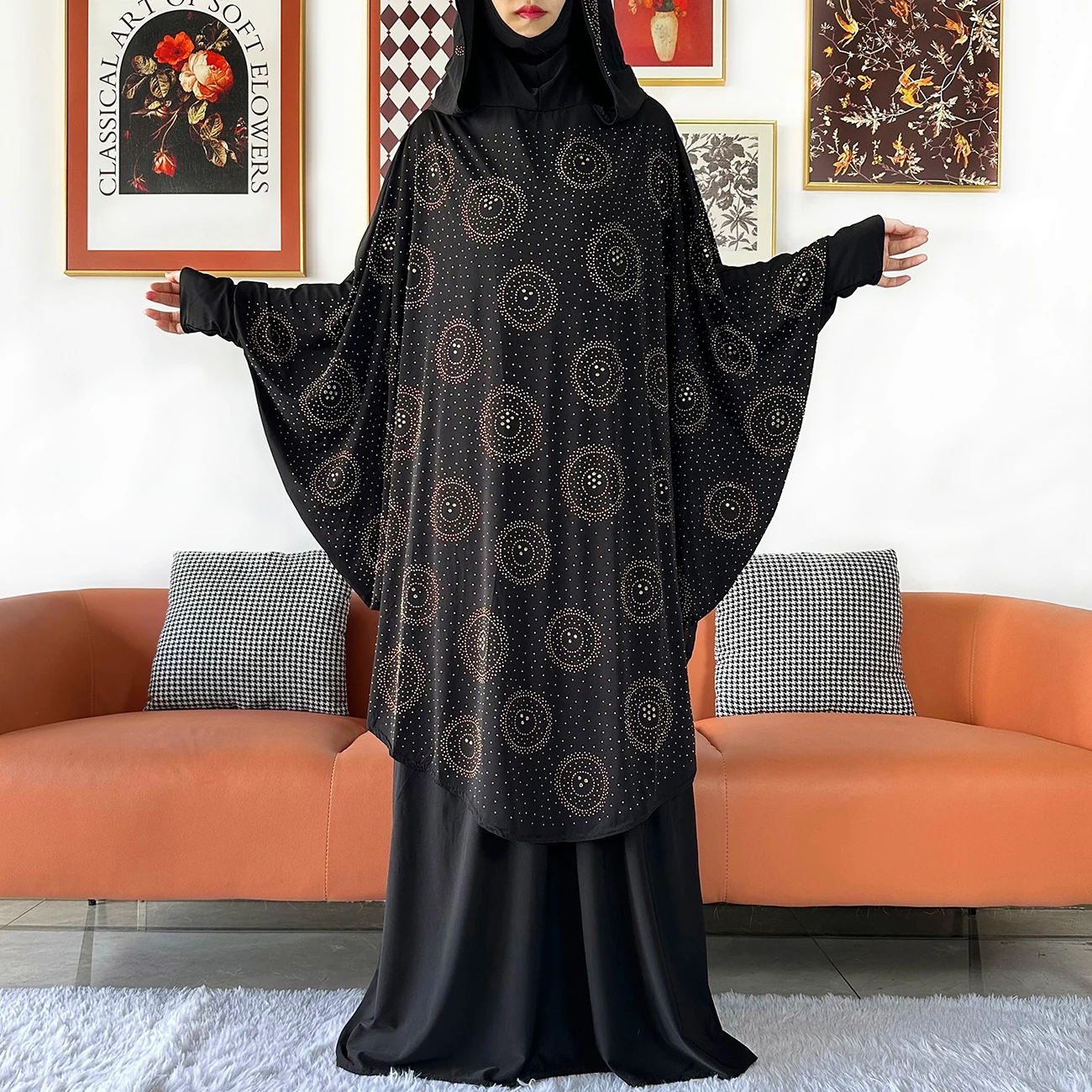 Two Piece Set Jilbab Prayer Clothes Muslim Abaya Set Women Prayer Garment Dress Hijab Long Khimar Skirt Sets Islamic Ramadan