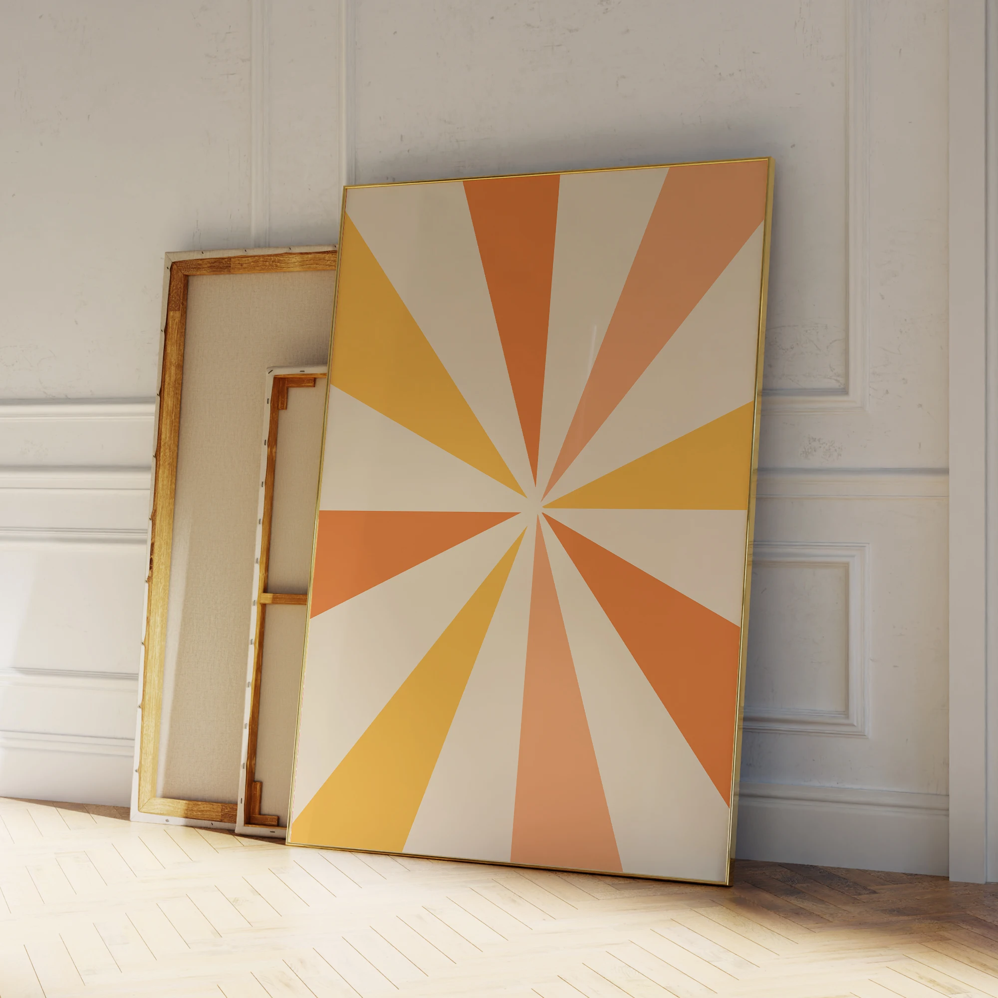 

Абстрактные геометрические изображения в стиле 60-х годов, оранжевые настенные художественные принты, картина на холсте, постер, изображение для гостиной, спальни, домашнего декора