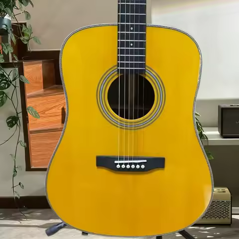 HD28 Yellow Picea Asperata Body Ebony Neck Clear Classic Style Solid Top Acoustic Guitar Country Music Instrument Free Shipping
