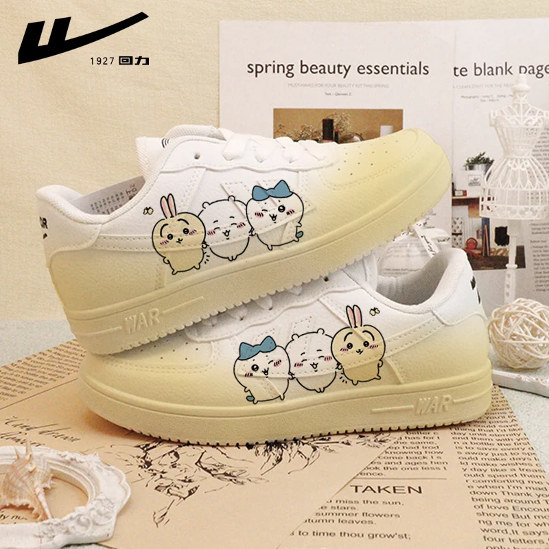 Kawaii Casual Shoes Anime Usagi Hachiware Cartoon Chiikawa Sneakers Cute Girls Student Sports Shoes Thick Sole Shoes