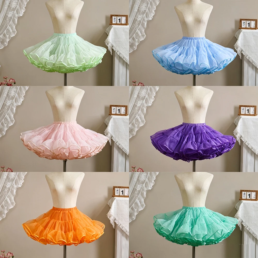 Multi colored Lolita Skirt Support Violent Boneless Dopamine Puff Skirt Lolita Short Daily Duck Butt Skirt Support