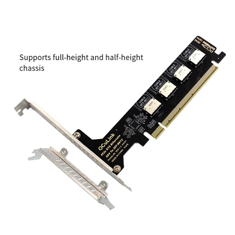 

AU61-PCI-E X16 Split 4 Ports Oculink Expansion Card SFF8611&8612 NVME Pcie Solid Dtate Drive Adapter Formainboard Expansion