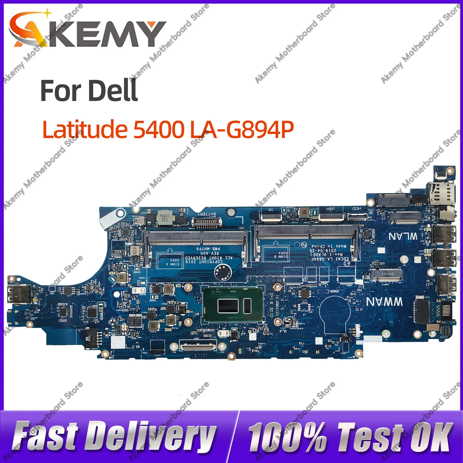 

For DELL Latitude 5400 LA-G894P Notebook Mainboard 0M9MXD 043NHW 03TWCF 04CMGR I3 I5 I7 8th Gen CPU 100% Test work