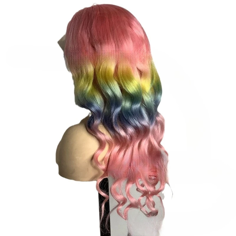 

Color headgear full hand hook half mechanism T-shaped 13 * 613 * 45 * 54 * 44 * 1 pink blue wig long curly hair