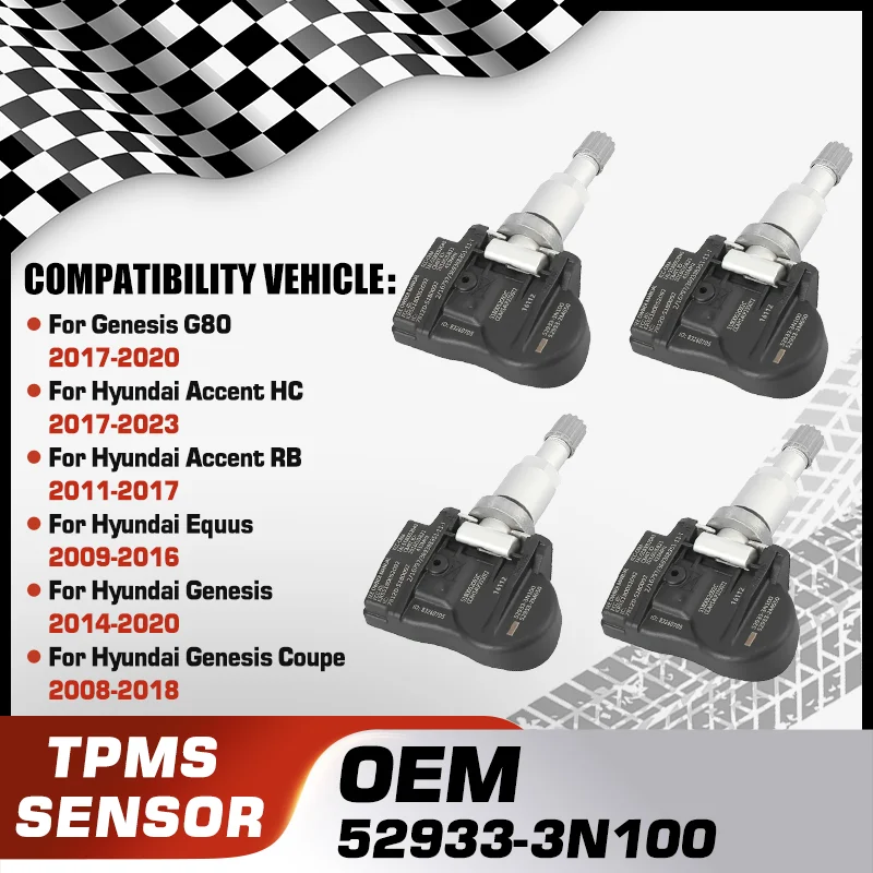 

52933-3N100 For Genesis G80 Hyundai Accent Hyundai Equus Hyundai Genesis Car TPMS Tire Pressure Monitor Sensor System 433 MHz