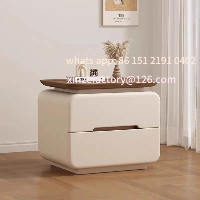 

Customizable Winter Simple Cream Modern Small Bedside Table Bedroom Solid Wood New Light Luxury Storage Locker
