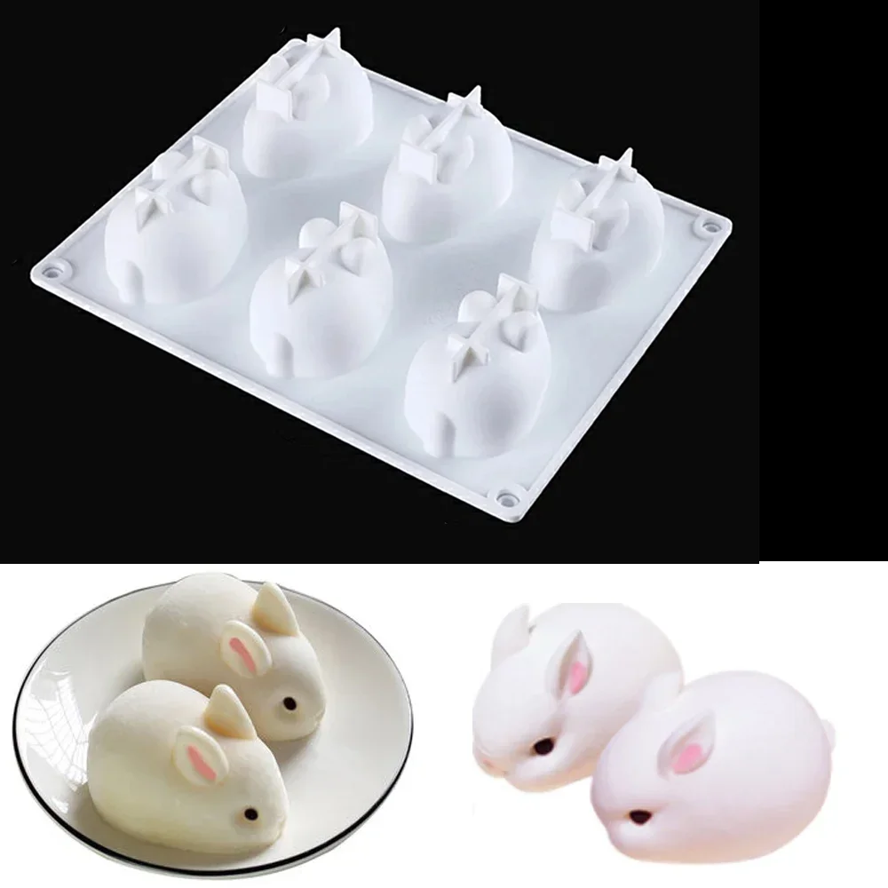 3D Rabbit Silicone Soap Mold DIY Candle Mould Cute Cake Pudding Chocolate Dessert Baking Accessories Candle Making Supplies