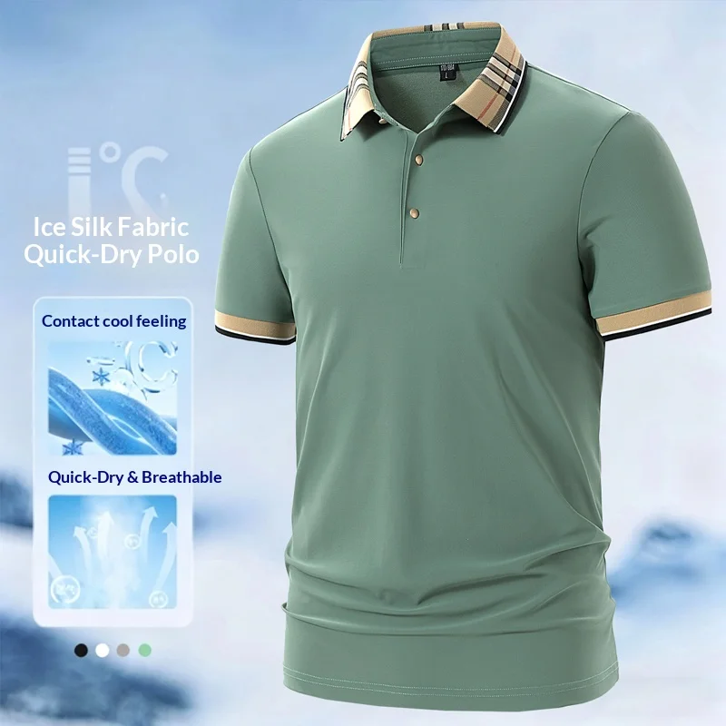 Thin Men's Business Workwear Shirts Summer Casual Short Sleeve Polo Shirts Man Fashionable Breathable Comfortable Versatile Tops