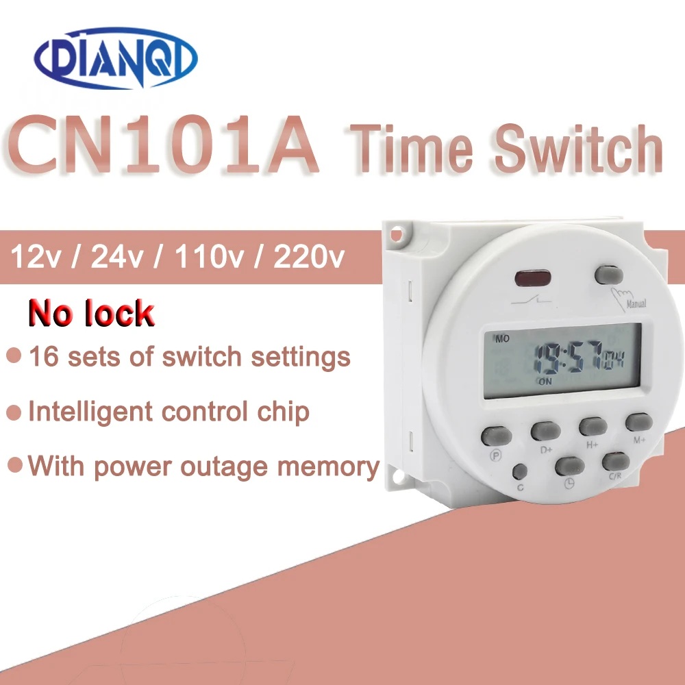 Interruptor Eletrônico Programável e Digital Temporizador de Energia Lcd Redondo Cn101a ac Relé de Tempo Semanal 8a para 16a Cn101 110v 220v sem Bloqueio